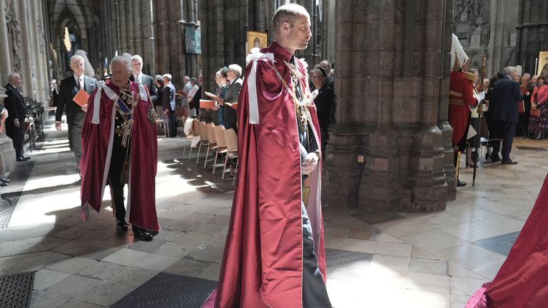 Prince William followed by his father, King Charles, during a royal event in Westminster Abbey.
Pic: Pa