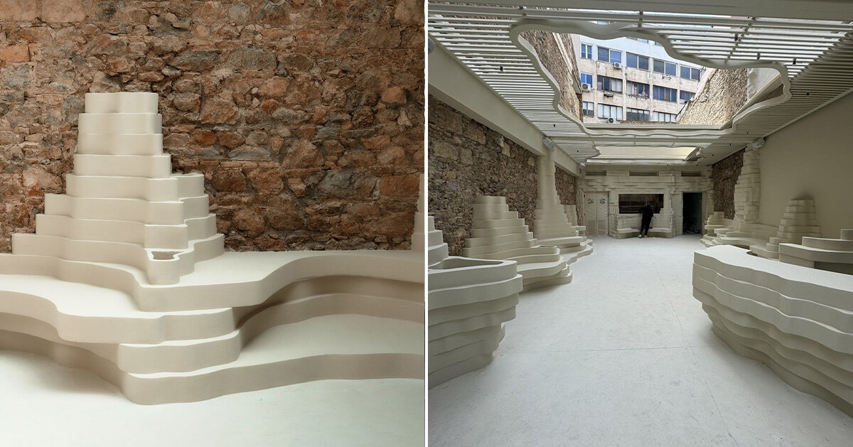 snarkitecture sculpts creamy contours into athens' burger spot
