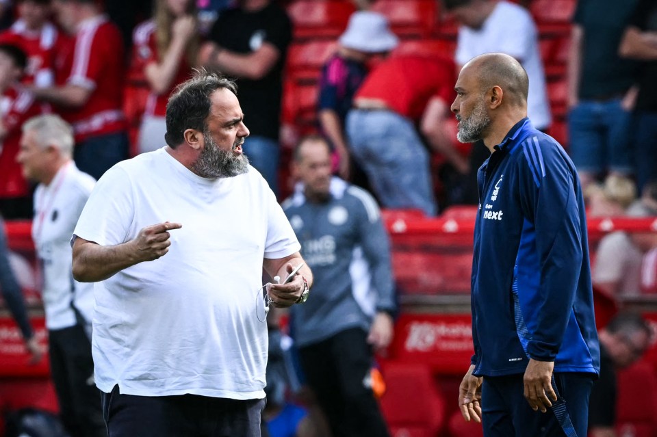 Marinakis was seen in a heated debate with Nuno on the pitch after Forest's draw