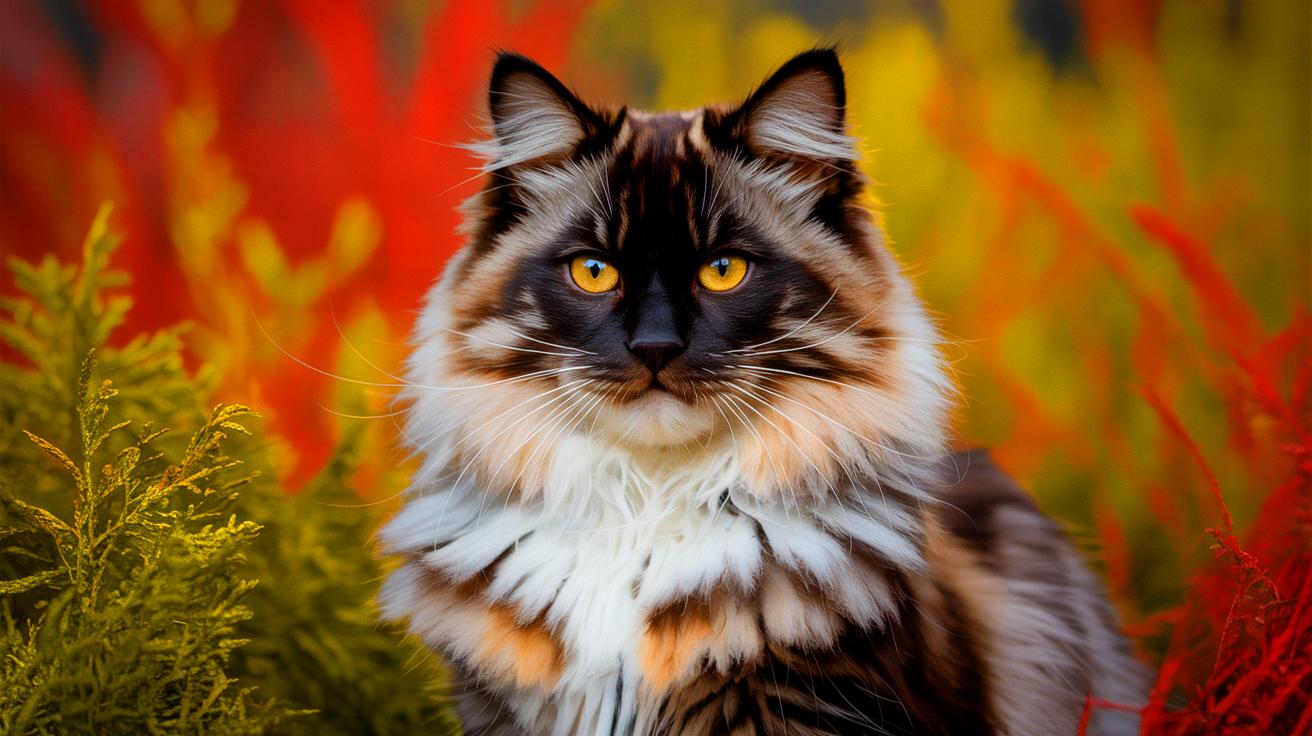 Illustration of a cat with the newly discovered salmiak coat color, transitioning from black to white (AI-generated, unrealistic). Credit: Ideogram.