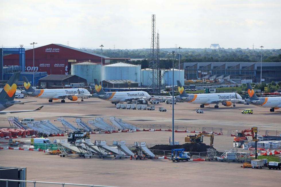 Thomas Cook aircraft parked at Manchester Airport