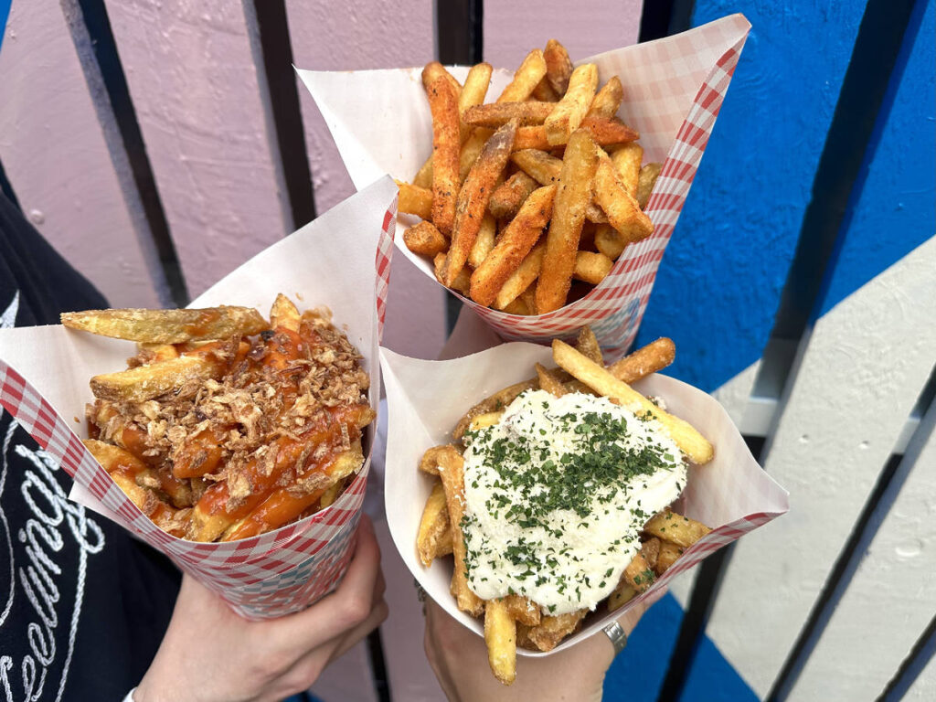 three loaded chip cones by trippy chippy at yes manchester