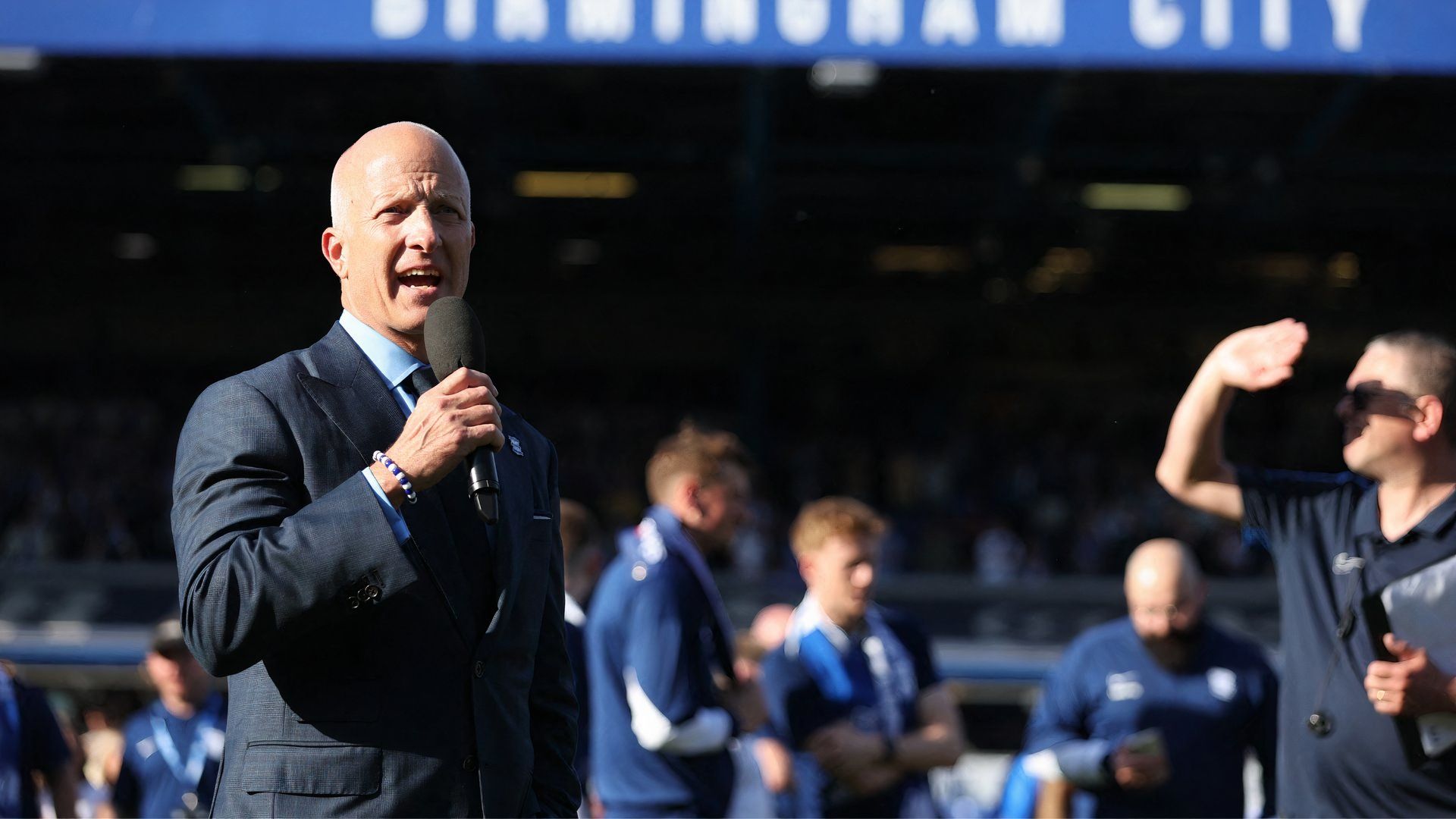 Tom Wagner speaks to Birmingham City supporters