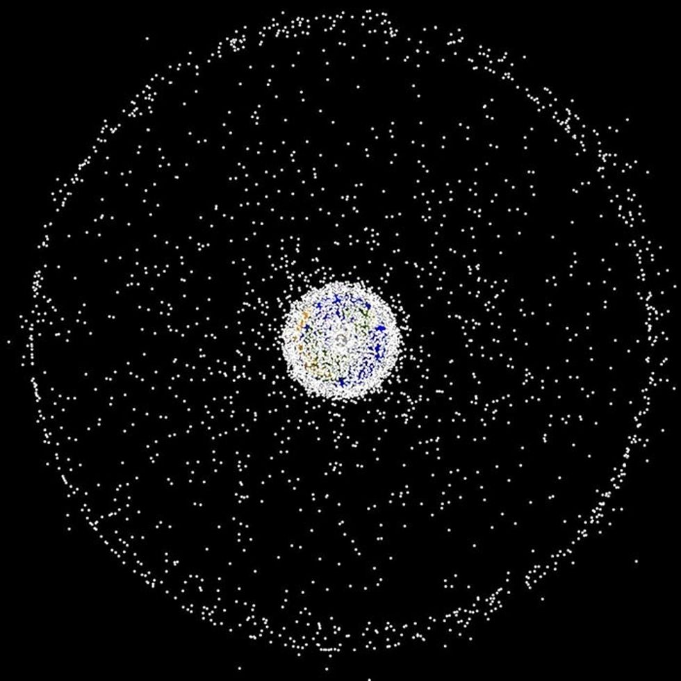 \u200bSpace debris population in the geosynchronous region (~35,785 km altitude)