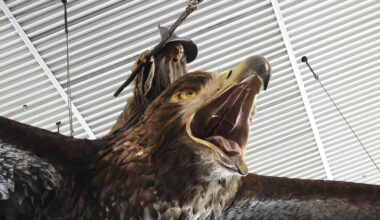 Giant sculpture of Gandalf riding an eagle departs Wellington airport for good