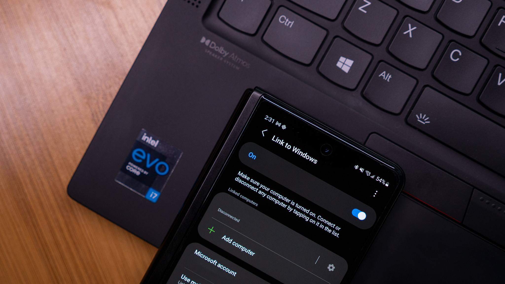 Microsoft Link to Windows app on a Samsung Galaxy Z Fold 3