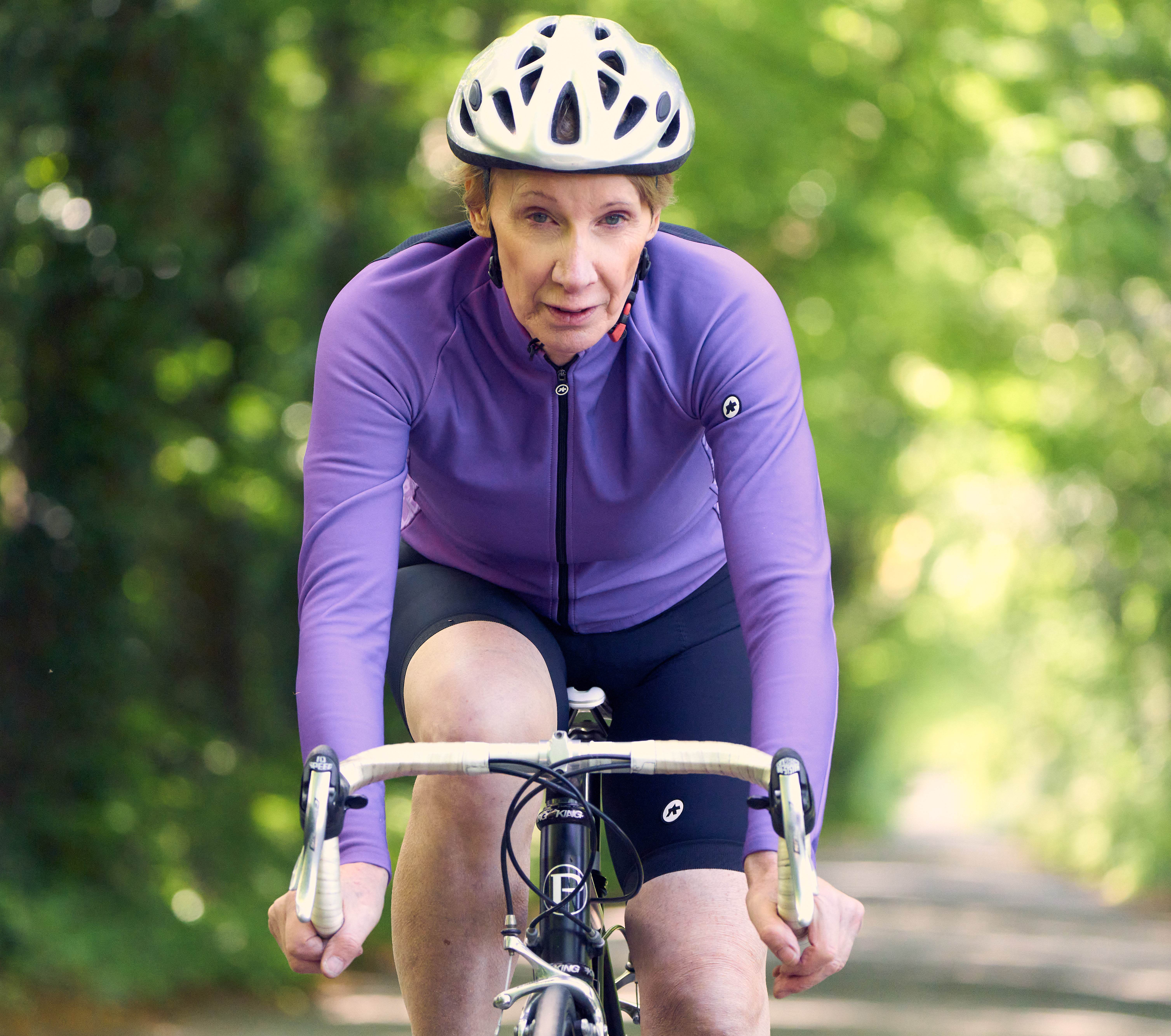 Philippa York cycling outdoors.