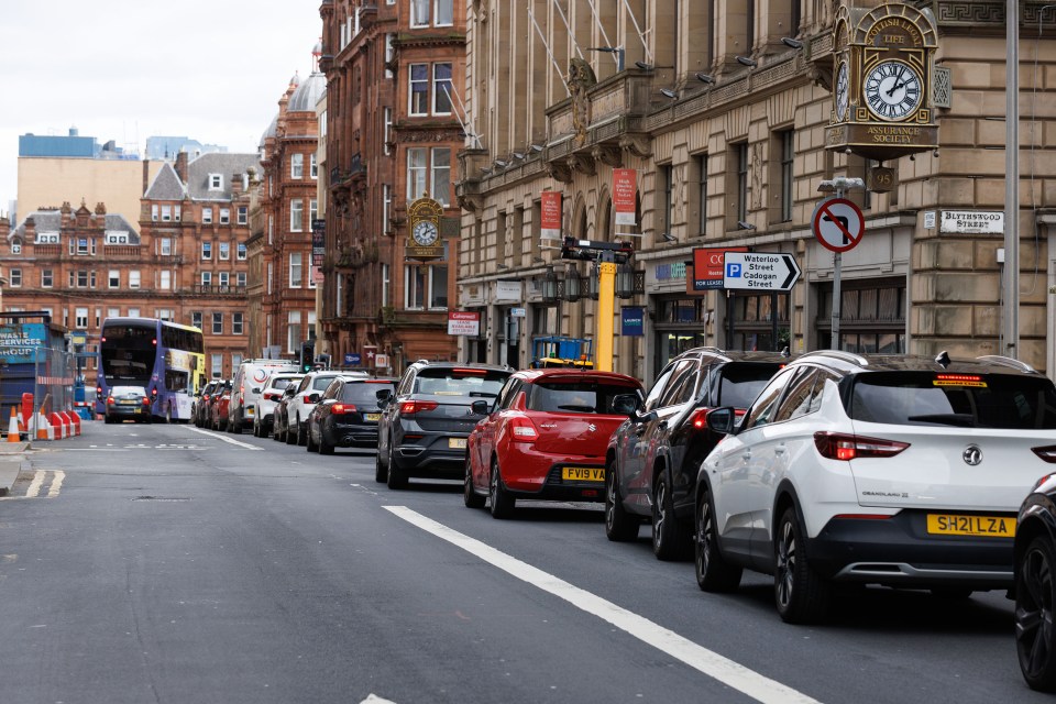 Traffic jam on Bothwell Street, Glasgow.