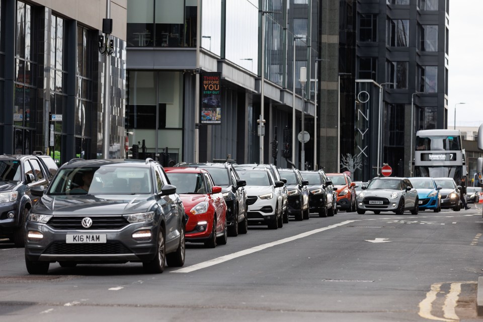 Traffic jam on Bothwell Street, Glasgow.