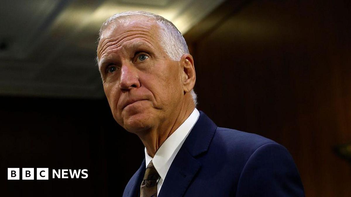 A portrait image of U.S. Sen. Thom Tillis (R-NC) at a Senate Veterans Affairs Committee hearing with U.S. Secretary of Veterans Affairs in the Dirksen Senate Office Building on May 06, 2025 in Washington, DC.