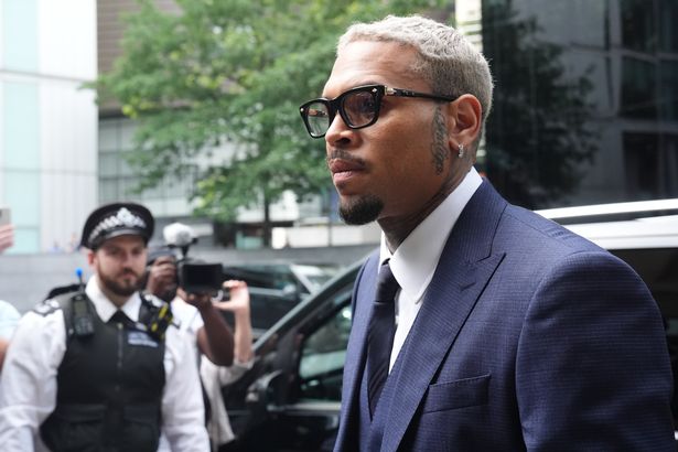 R&B singer Chris Brown arriving at Southwark Crown Court