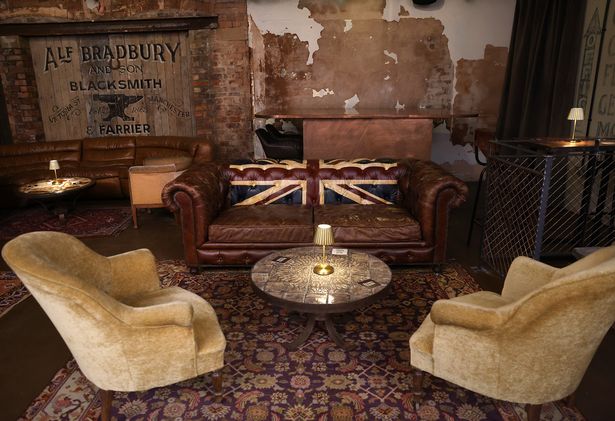 The Bonded Warehouse pub also features Timothy Oulton chesterfield sofas