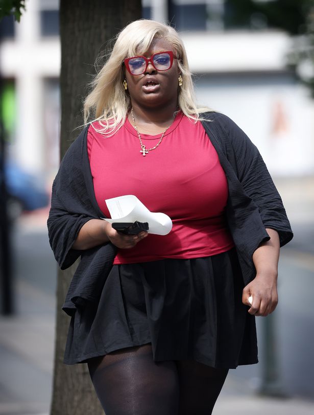 Alicia Nkemla leaving Manchester Crown Court
