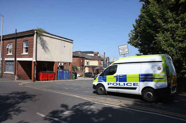 Officers at a cordon on Norbury Street, Stockport