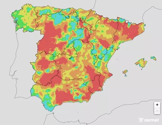 AEMET wildfire risk map for Spain