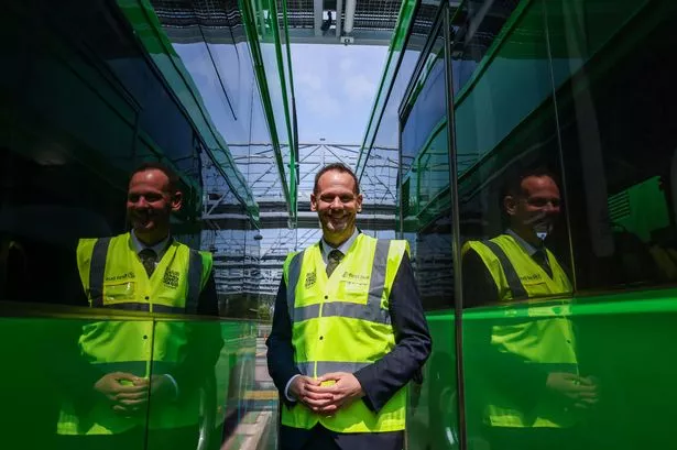 Local Transport Minister Simon Lightwood visited Bristol to officially open the refurbished Hengrove Depot