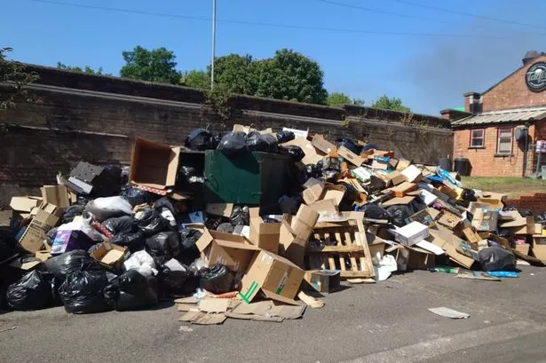 The rubbish pile outside Montgomery Street Business Centre on May 20, 2025