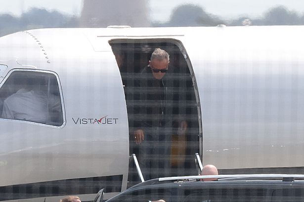 Bruce Springsteen arrives at Liverpool John Lennon Airport this afternoon ahead of gigs at Anfield stadium this week