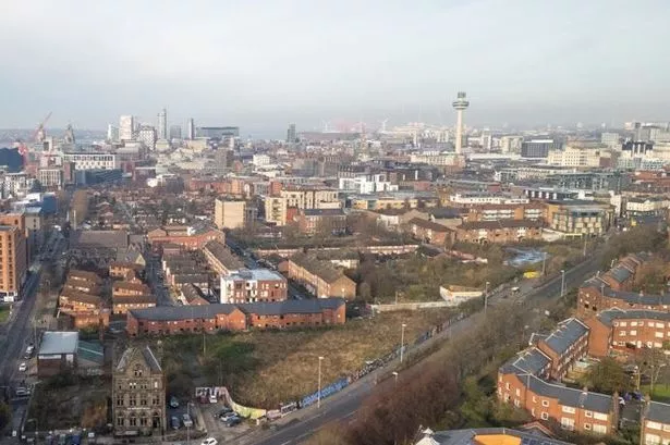 An aerial view of the site on Great George Street
