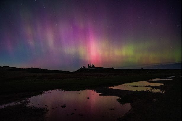 Northern Lights at Dunstanburgh Castle in Alnwick