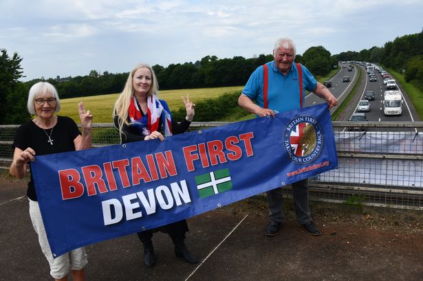 Britain First took their message to a bridge over the North Devon Link Road