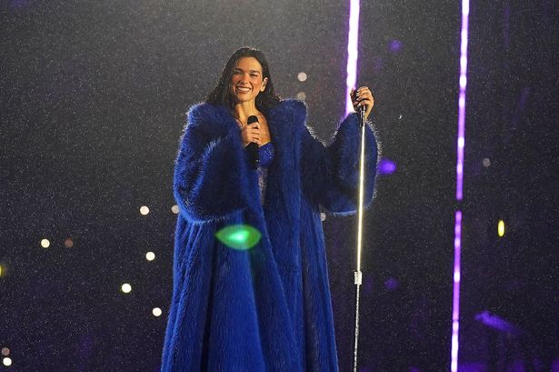 Dua Lipa on stage in Liverpool 