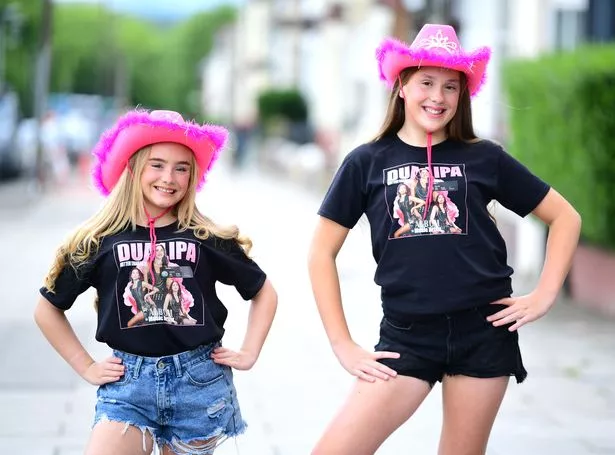 Dua Lipa fans Maddison Richardson (left), and Scarlett Jones, both age 13, at Anfield. (Pic Andrew Teebay).