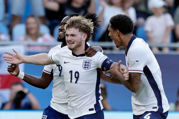 Harvey Elliott celebrates his winner for England U21 vs Netherlands U21 