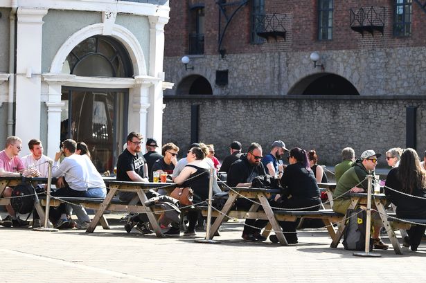 People enjoying the sun at the Baltic Fleet pub beer garden