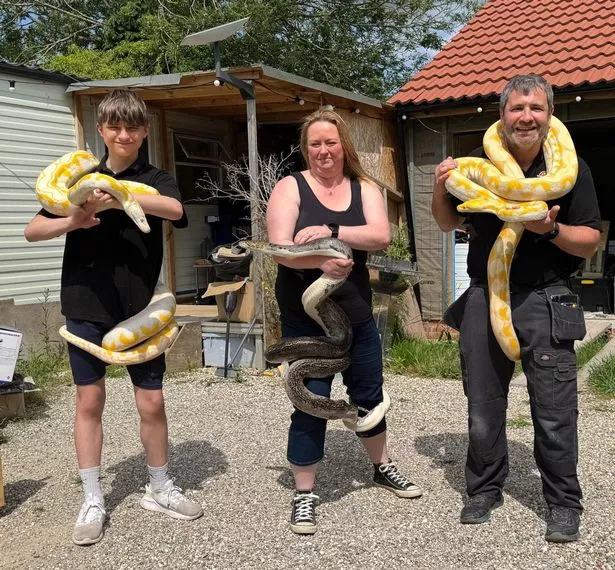 George, Susan and Rob with the snakes