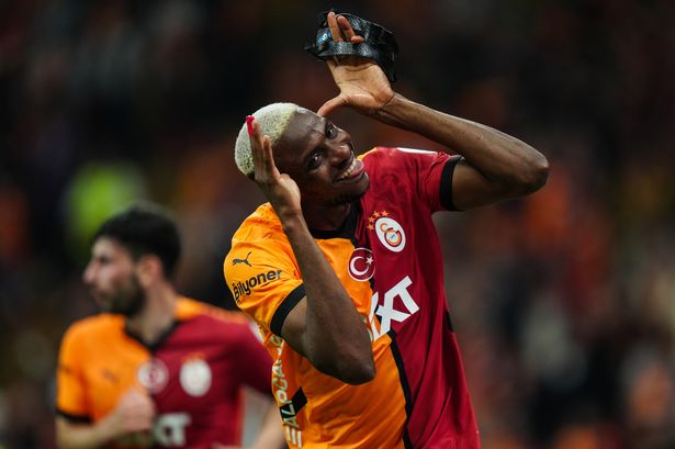 Victor Osimhen celebrates after scoring for Galatasaray
