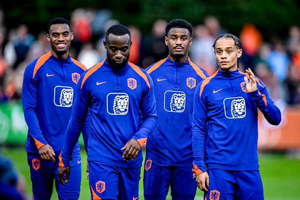 Ryan Gravenberch and Jarrel Hato training on Netherlands duty