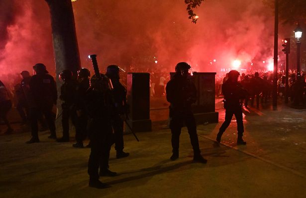 Clashes broke out between police and fans 