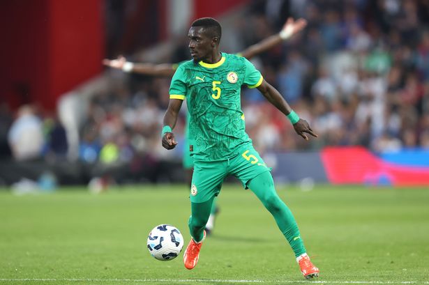 Idrissa Gueye during the international friendly match between England and Senegal at the City Ground, Nottingham, on June 10, 2025