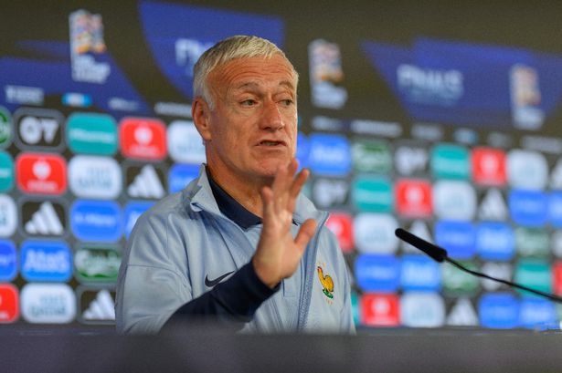 STUTTGART, GERMANY - JUNE 07: Didier Deschamps, head coach of France reacts during Training Session and Press Conference at Stadium Stuttgart on June 07, 2025 in Stuttgart, Germany. (Photo by Christian Kaspar-Bartke - UEFA/UEFA via Getty Images)