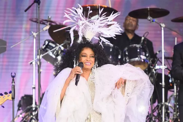 Diana Ross performs on the Pyramid Stage