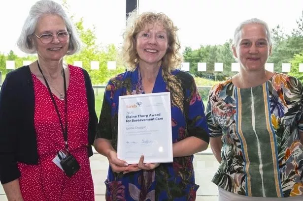 L-R Chief Executive Officer of SANDS, Clea Harmer, Janine Dougan and Chair of Elaine Thorp Award Panel, Lisa Brayshaw