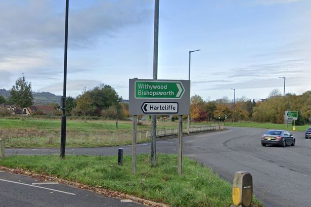 Hartcliffe to the left, at the Hartcliffe Way roundabout in South Bristol