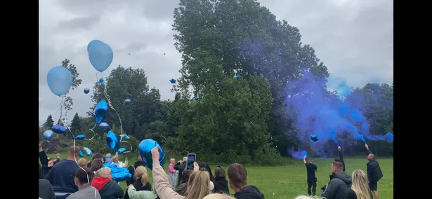 Smoke bombs were set off to signal the start of the release