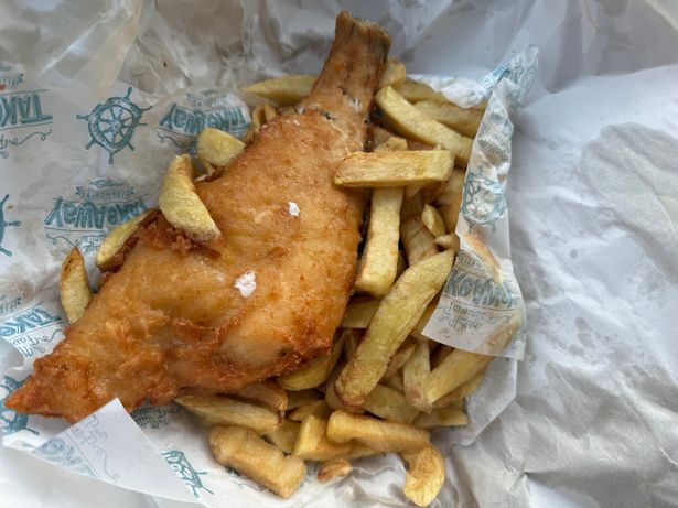A large haddock and chips (£9.99) at The Plaice fish bar 