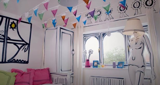The bedroom had a cartoon-style makeover