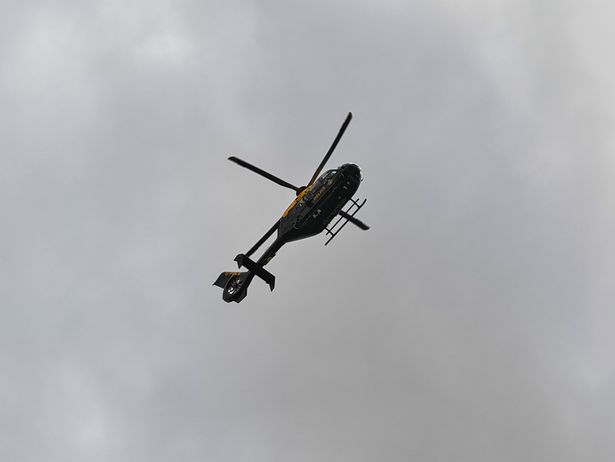 An NPAS helicopter circled overhead to trace the suspect