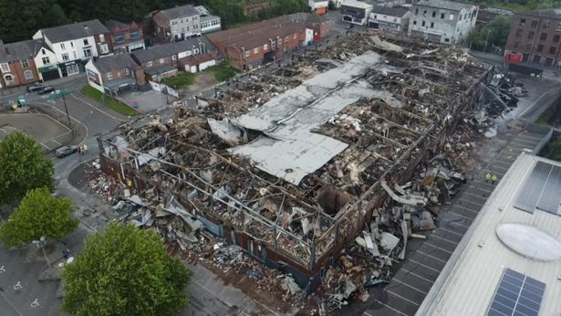 Aerial shots showed the scale of the damage