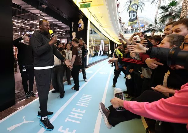 Usain Bolt at the opening of the JD Sports store