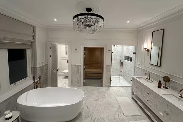 Timeless luxury in a principal bedroom ensuite in a period property in Penarth