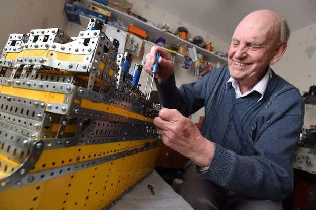 85 year old Bill Gardiner, who has been building Meccano since he was a young boy