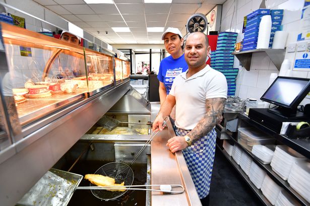 Yanni and Sandra Lawton from Yanni's Traditional Fish & Chips on Lord Street, Liverpool. Photo by Colin Lane