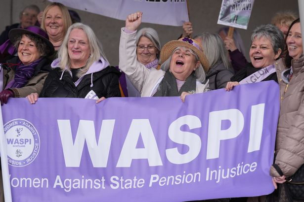 People at a Women Against State Pension Inequality (WASPI) protest