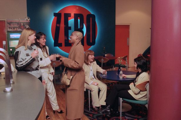 Women enjoying a drink in Bar Zero in Liverpool. January 7, 1997