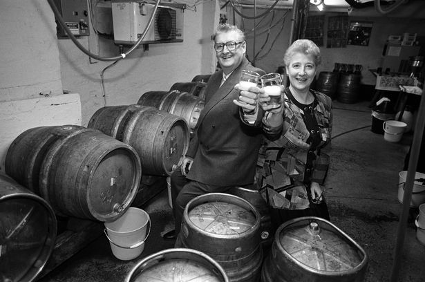 Nicky and Margaret Joyce, Landlords at the Roscoe Head pub in Liverpool. Their pub has been named in the Campaign for Real Ales Good Beer Guide and has been featured in every edition since it launched 20 years ago. 21st October 1992.